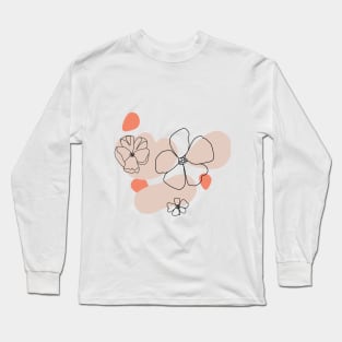 Nature pattern. One line cute flowers. Long Sleeve T-Shirt